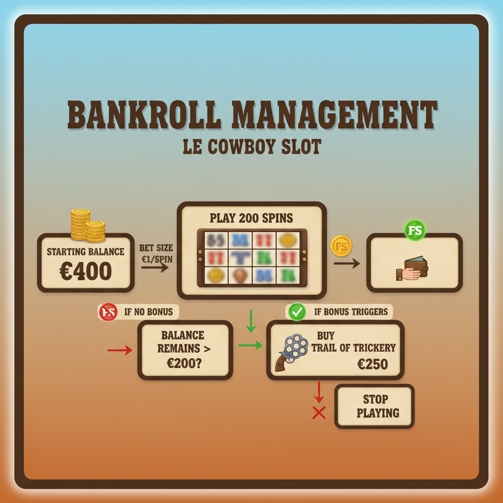 Bankroll management schema voor Le Cowboy slot met veilige inzet verhoudingen