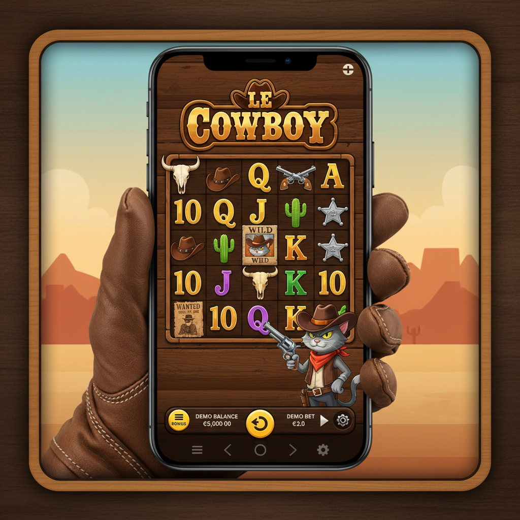 Le Cowboy op een smartphone scherm - mobile versie voor Nederland