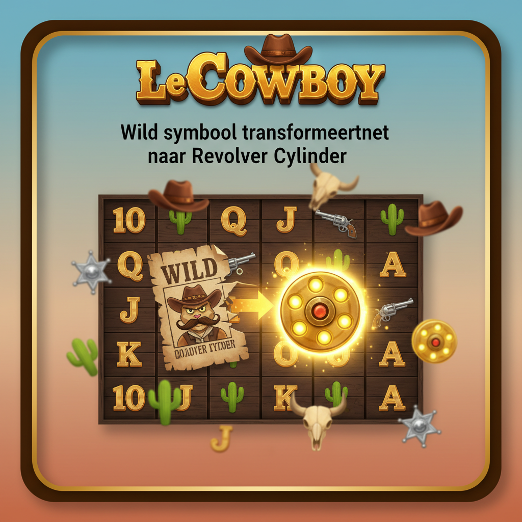 Wild symbool transformeert naar Revolver Cylinder in Le Cowboy slot