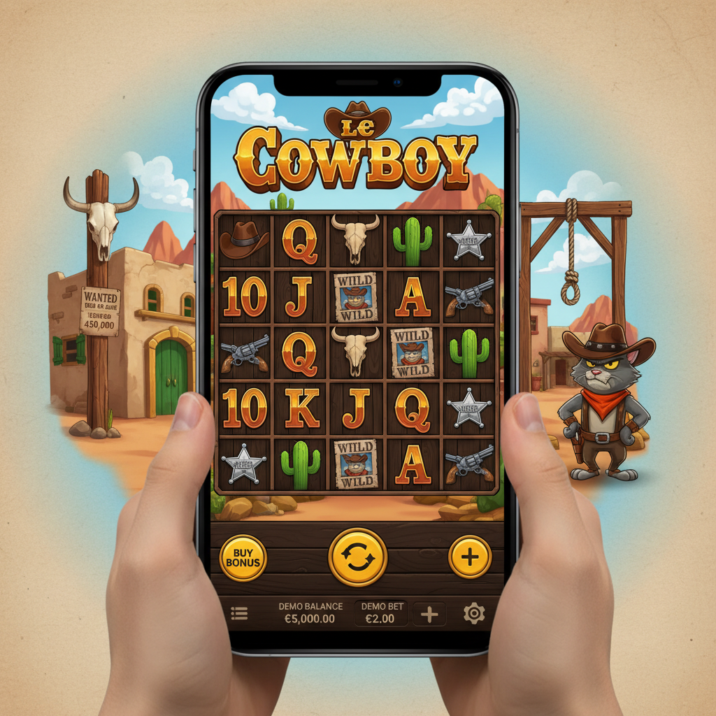 Le Cowboy - hoofdspelscherm op smartphone