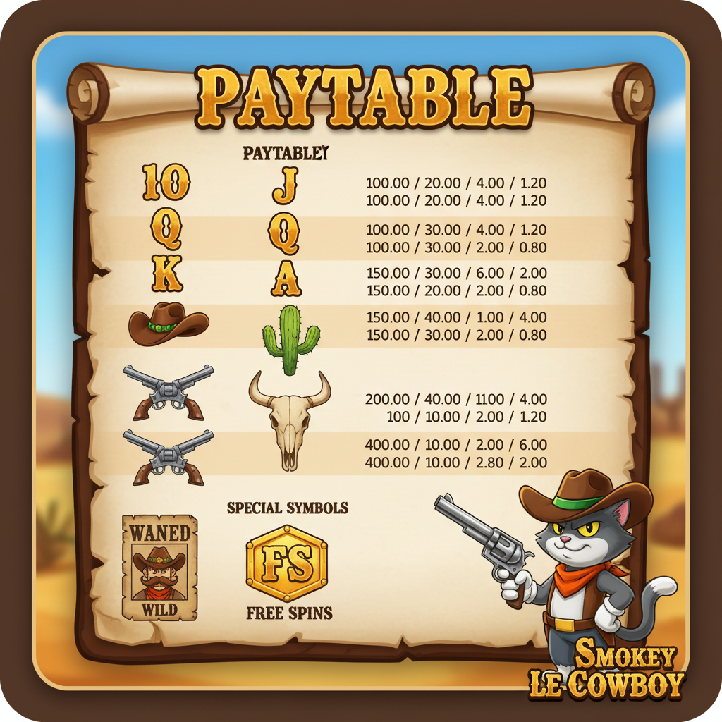 Le Cowboy - paytable op mobiel