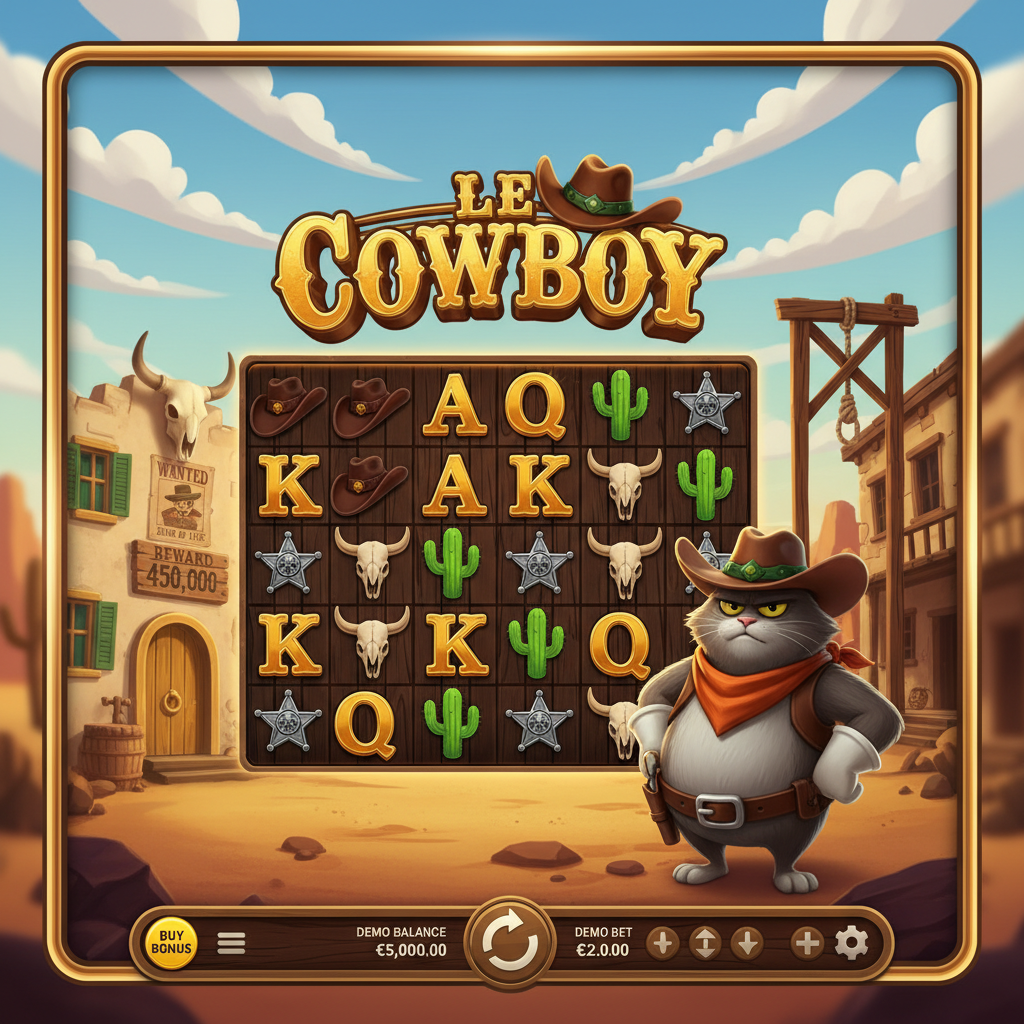 Le Cowboy slot review 2026 - Hacksaw Gaming's innovatieve Revolver Reveal mechanic met 6x5 cluster pays grid en 25.000x max win potentieel