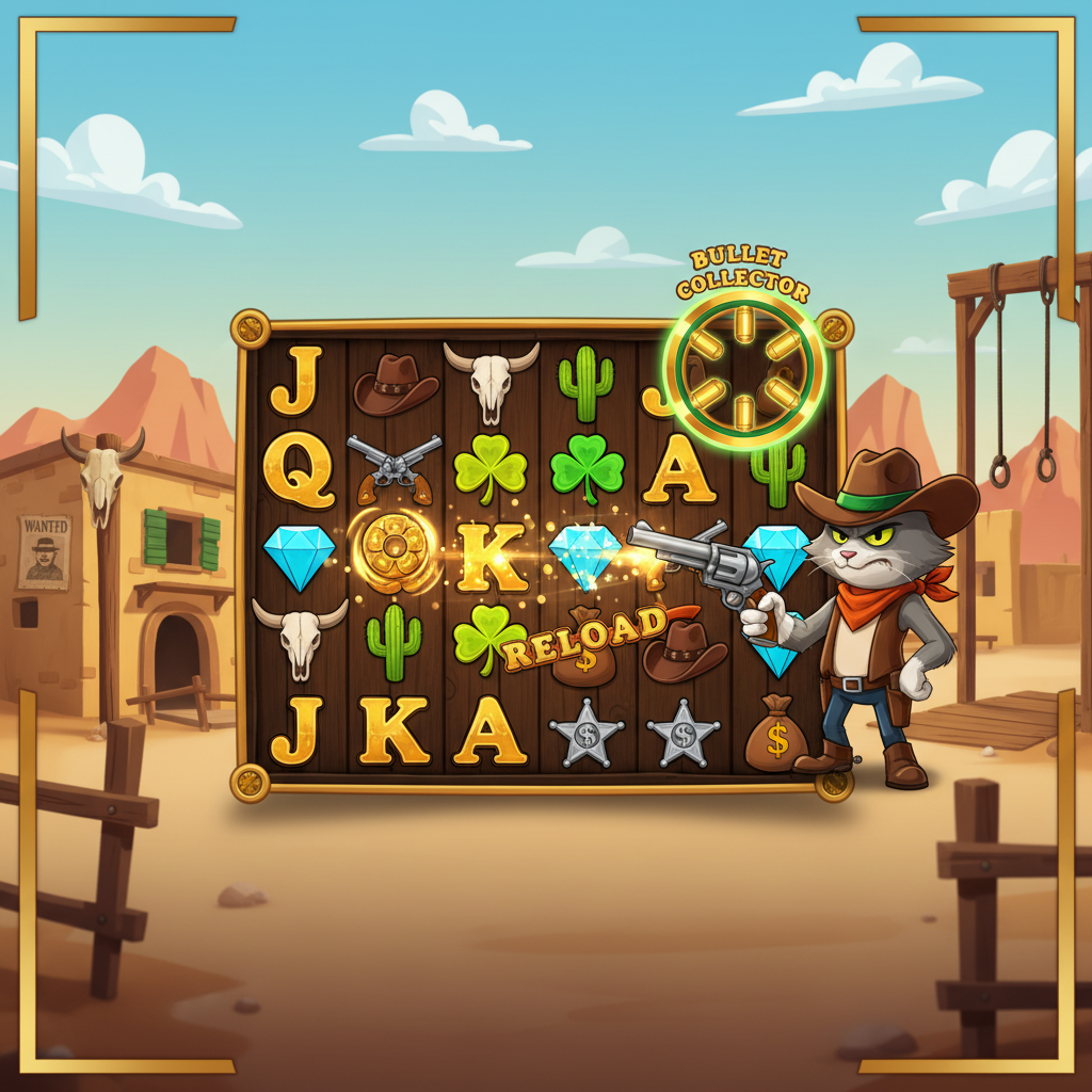 Trail of Trickery bonusronde met Bullet Collector die kogels verzamelt voor finale spin